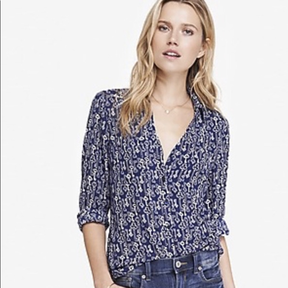 Express Portofino Key Print Blouse